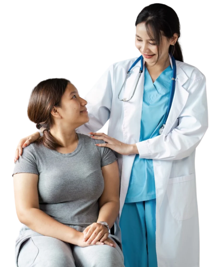 A Terrace Clinic doctor with a patient